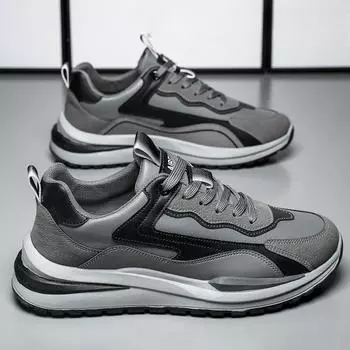 Модная и универсальная обувь Весенняя дышащая обувь для увеличения роста Кроссовки для бега Спортивная обувь для мужчин Мужская обувь 39 серый