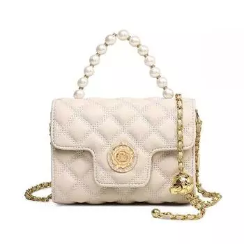 Модная и универсальная сумка через плечо для женщин, простая жемчужная сумочка, маленькая ароматная сумка с бриллиантовой цепочкой для женщин