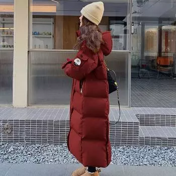 Модная и утолщенная красная длинная куртка с подкладкой для женщин, зимняя верхняя одежда, пальто в стиле Bread Service S чёрный