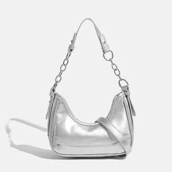 Модная и высококачественная сумка-мешок для женщин, модная нишевая сетевая модель и сумка-багет через плечо для поездок на работу чёрный