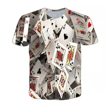 Модная и забавная мужская футболка с принтом в виде покера, 3D-принт, уличный повседневный свободный топ с коротким рукавом и круглым вырезом S