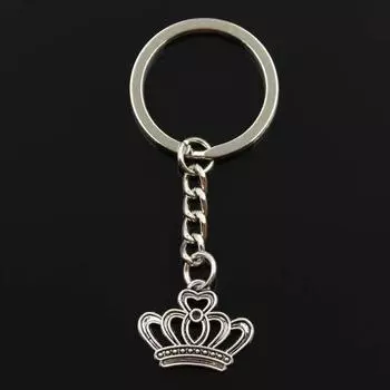 Модная Императорская королевская корона 22x18 мм кулон 30 мм брелок для ключей бронзовый серебряный цвет мужской автомобильный подарочный брелок серебряный