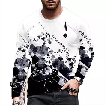 Модная индивидуальная 3D-печатная футболка с длинным рукавом для мужчин на весну и осень, повседневная свободная удобная футболка с круглым вырезом S
