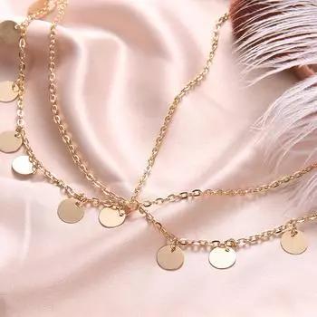 Модная индивидуальная блестящая круглая многослойная волнистая цепочка с кисточками на голову, тиара, повязка для волос One Size золотой