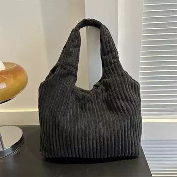 Модная индивидуальная большая вельветовая сумка-тоут женская повседневная сумка простая сумка через плечо подмышку Tide серый