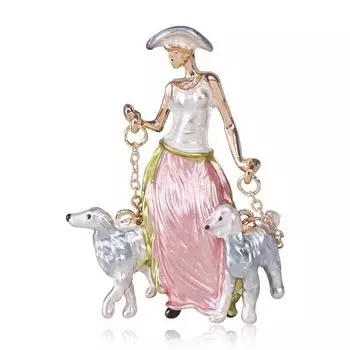 Модная индивидуальная брошь для выгула собак в стиле современной девушки, сплав, капающее масло, аксессуары для одежды, булавка для воротника, защищающая от света розовый