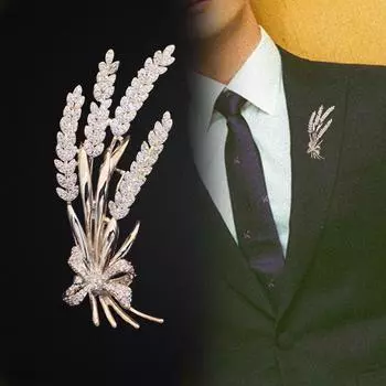 Модная индивидуальная брошь в виде пшеницы, женская брошь для костюма, простая большая булавка для пиджака, аксессуары для мужчин и женщин, булавка для воротника золотой