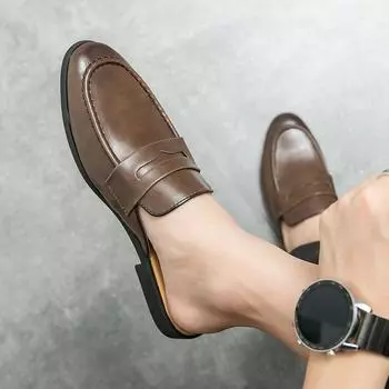 Модная индивидуальная кожаная модная обувь для мужчин Muller Shoes дышащие полутапочки летние мужские полуповседневные туфли джентльменская обувь для отдыха на природе 38 чёрный