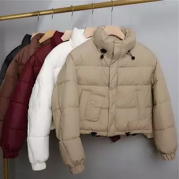 Модная иностранная короткая пуховая хлопковая одежда женская новая зимняя дизайнерская нишевая одежда из хлопка женская одежда из хлопка M чёрный