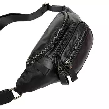 Модная интернет-поясная сумка знаменитости из натуральной кожи первого слоя, черная поясная сумка из натуральной кожи для мужчин чёрный
