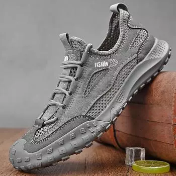 Модная итальянская брендовая высококачественная повседневная обувь, мужская походная обувь, классическая дышащая легкая мужская спортивная обувь цвета хаки 38 серый