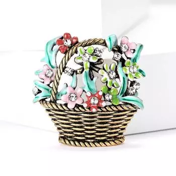 Модная изысканная брошь-корзинка из эмали и сплава, универсальный женский костюм, кардиган, корсаж, ювелирные изделия, булавка