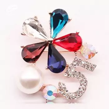 Модная изысканная брошь-пуговица для шарфа с жемчугом, брошь двойного назначения со стразами, аксессуары для платья-корсажа