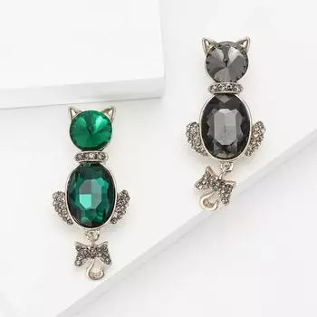 Модная изысканная брошь в виде кошки из сплава со стразами, темпераментная, высококачественная, женская, костюм, кардиган, корсаж, ювелирные изделия, булавка