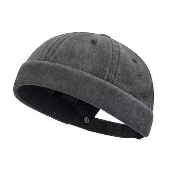 Модная кепка без полей, однотонная тюбетейка, однотонная матросская кепка, шапки-бини для мужчин и женщин, регулируемая кепка для папы чёрный
