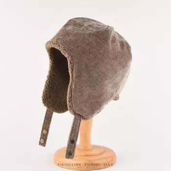 Модная кепка Lei Feng для мужчин и женщин на осень и зиму, теплая плюшевая шапка, утолщенная, для езды на велосипеде, езды на поезде, защита ушей 55-59cm чёрный