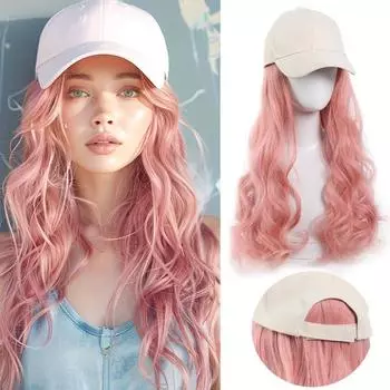 Модная кепка-утконос в стиле Y2K, белая, с розовыми волнистыми вьющимися волосами, регулируемая, подходит для Хэллоуина и Рождества