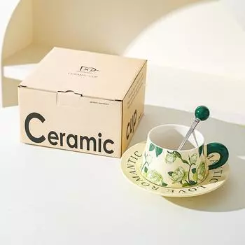 Модная керамическая кофейная чашка с блюдцем, кружка, офисный подарок, подарок, домашняя чашка, чашка для воды, парная чашка для завтрака 301-400ml