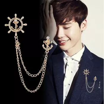 Модная кисточка брошь-руль якорь со стразами значок мужской костюм рубашка лацкан булавка роскошные украшения для женщин аксессуары