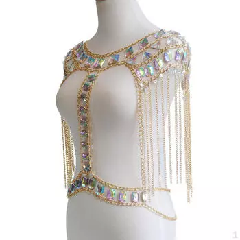 Модная кисточка с кристаллами на плечо, цепочка для тела, ожерелье, ювелирные изделия, золотые