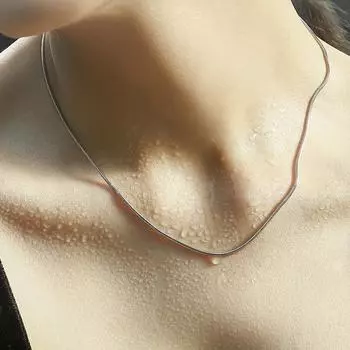 Модная классическая цепочка на ключицу, ювелирные изделия из стерлингового серебра S925, серебряное ожерелье, 1 мм, змеиная цепочка с цепочкой, 1 мм, цепочка из змеиной кости 18 inches