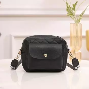 Модная классическая маленькая квадратная сумка с ромбовидной вышивкой, дизайн передней сумки, сумка для мелочи, широкий плечевой ремень с надписью, сумка кроссбоди, женская сумка, сумка для мобильного телефона чёрный