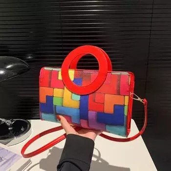 Модная клетчатая контрастная квадратная сумка 2024 года, новая трендовая текстура в иностранном стиле, сумка через плечо, летняя портативная женская сумка чёрный