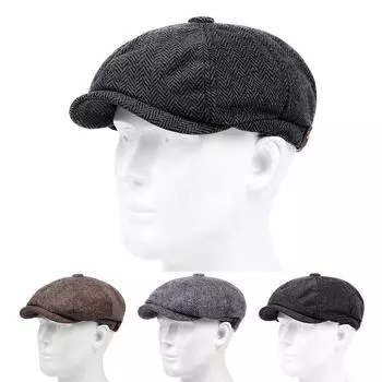 Модная клетчатая шляпа-берет для мужчин и женщин, хлопковые хип-хоп-кепки, классические кепки для газетчиков, кепки для отдыха на природе и осени-зимы серый