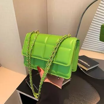 Модная клетчатая сумка на цепочке 2024 года, новая женская сумка, корейская версия, повседневная простая сумка для поездок на работу, маленькая квадратная сумка чёрный