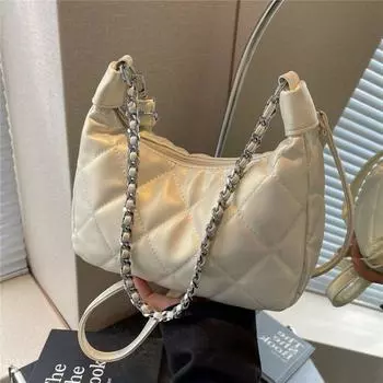 Модная клетчатая сумка на плечо, женская маленькая цепочка, повседневные сумки через плечо для женщин, сумки с клапаном для повседневного использования бежевый