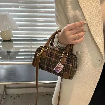 Модная клетчатая сумка, новая осенне-зимняя сумка, нишевый дизайн, высококачественная сумка через плечо, универсальная сумка-мессенджер, маленькая квадратная сумка