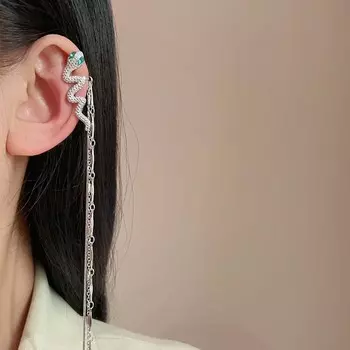 Модная клипса-клипса в форме змеи с кисточкой, простая геометрическая клипса без отверстий для ушей, женские праздничные украшения, подарки как