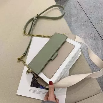 Модная контрастная кожаная сумка через плечо для женщин, дизайнерская кожаная сумка через плечо, модная сумка-мессенджер с клапаном