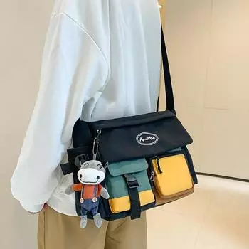 Модная контрастная сумка-мессенджер: Сумка через плечо в японском стиле унисекс для отдыха и спорта