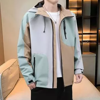 Модная контрастная ветрозащитная водонепроницаемая куртка для мальчиков, походная куртка для подростков и студентов, красивая S чёрный