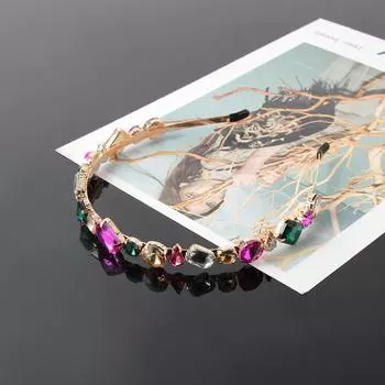 Модная корейская женская универсальная повязка на голову из цинкового сплава для девочек, цветная повязка на голову со стразами и кристаллами белый