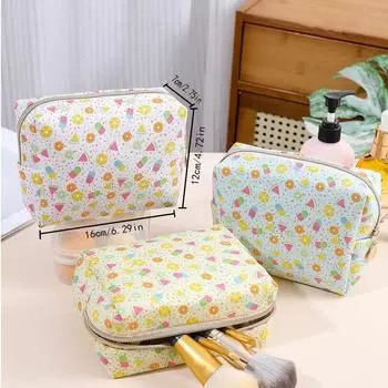 Модная косметичка с фруктовым принтом, женская косметичка, портативный дорожный органайзер для косметики, женская косметичка, сумка для туалетных принадлежностей чёрный