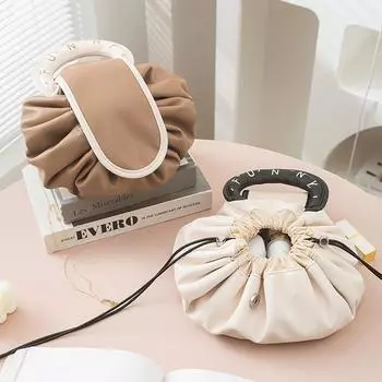 Модная косметичка с завязками и ручкой, большая вместительная косметичка для хранения принадлежностей в дороге