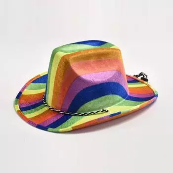 Модная ковбойская шляпа с радужным принтом в западном стиле с изогнутыми полями, ковбойская шляпа для девочек, джазовая шляпа для выступлений, дня рождения, фотосессии, шляпы 56-58cm