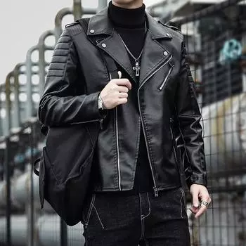 Модная кожаная куртка, мужская осенняя новинка, корейский молодежный мотоциклетный костюм, мужская кожаная куртка, мужская верхняя одежда, тренд L