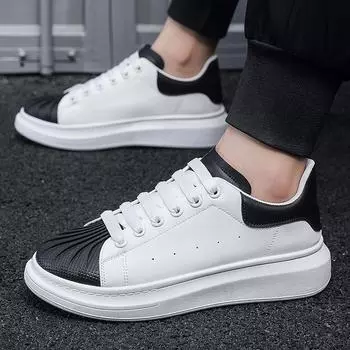 Модная кожаная повседневная обувь для мужчин, дышащие кроссовки на толстой подошве, мужские спортивные туфли для скейтборда 39