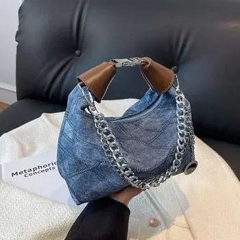 Модная кожаная сумка через плечо для женщин, тренд 2024 года, женская сумка через плечо с цепочкой, женские маленькие сумки и кошельки в стиле ретро коричневый