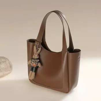 Модная кожаная сумка-ведро с летней сумкой через плечо для женщин, путешествующих на работу коричневый