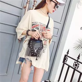 Модная кожаная винтажная сумка в стиле готик-рок в стиле ретро в стиле стимпанк, сумка через плечо, кошелек для монет, женская сумка-мессенджер, 2019 чёрный