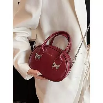 Модная красная летняя сумка через плечо с цепочками из искусственной кожи с застежкой-молнией, маленькие классические женские сумки через плечо