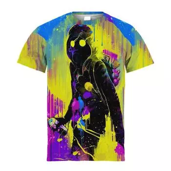 Модная красочная футболка с принтом тай-дай и граффити 3D для мальчиков и девочек, летние забавные повседневные футболки, уличные топы, детская одежда унисекс 170