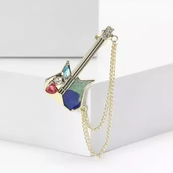 Модная креативная брошь-гитара из сплава со стразами, универсальная, для мужской и женской одежды, корсаж, ювелирные изделия, булавка
