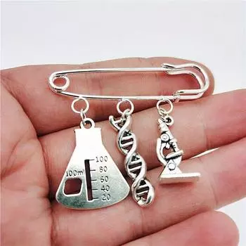 Модная креативная брошь, химическая молекула ДНК, подвеска в виде микроскопа, брошь для студентов, учителей, вечерние ювелирные изделия, сувенирные подарки