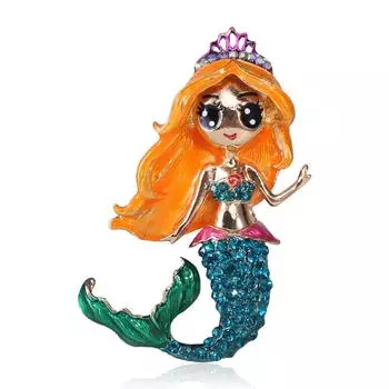 Модная креативная брошь из сплава с бриллиантами в виде русалки, брошь для воротника с рисунком, брошь для аксессуаров одежды разноцветный