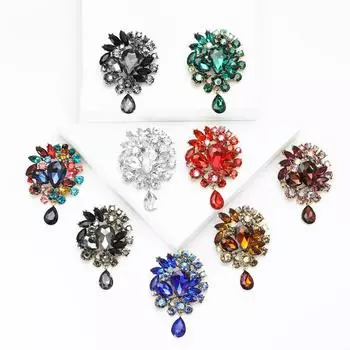 Модная креативная брошь из сплава со стразами среднего размера, изысканная женская одежда, украшение для корсажа